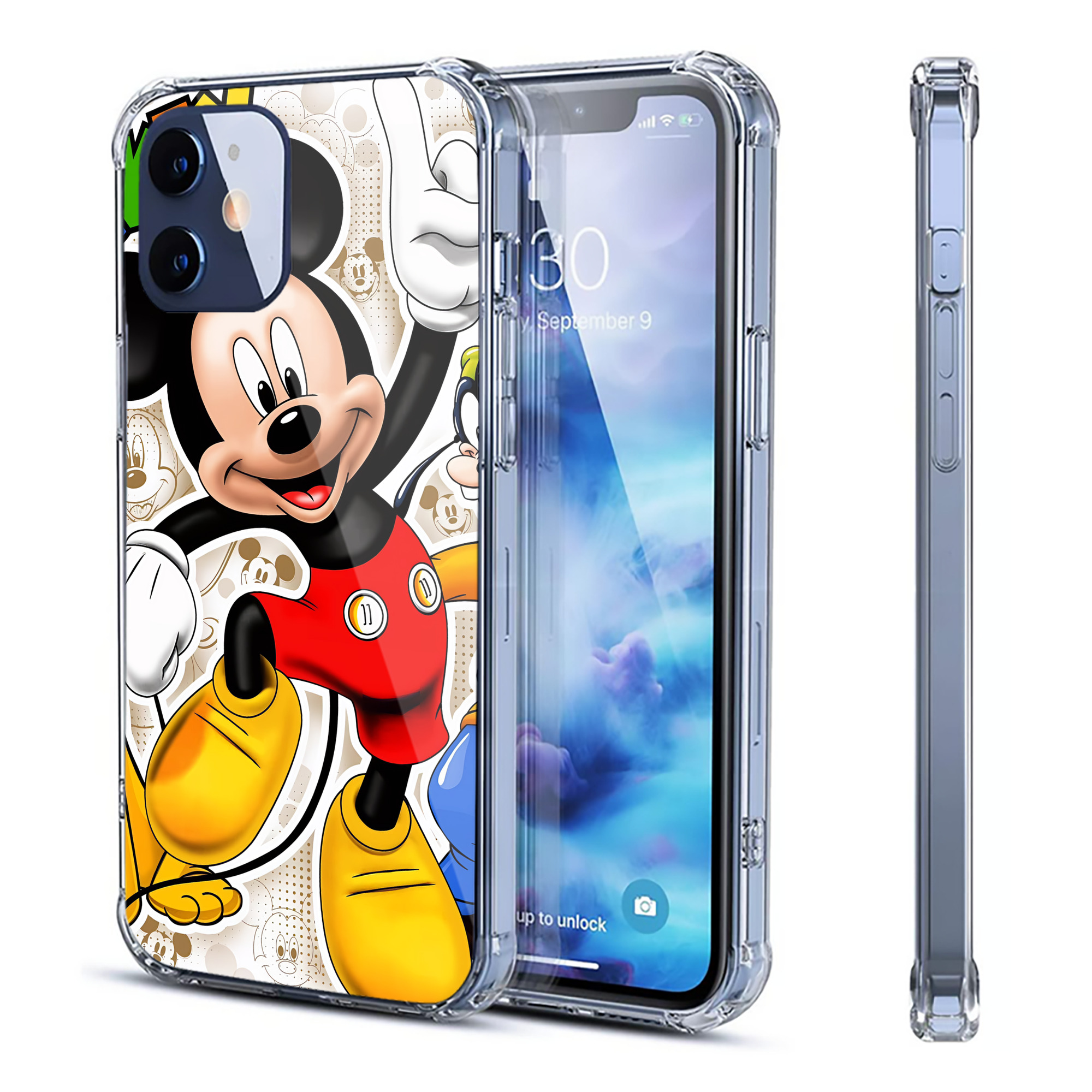 （画像用） ミッキーマウス Mickey Mouse 【iPhone 12シリーズ対応】透明スマホケース（クリアソフトケース）